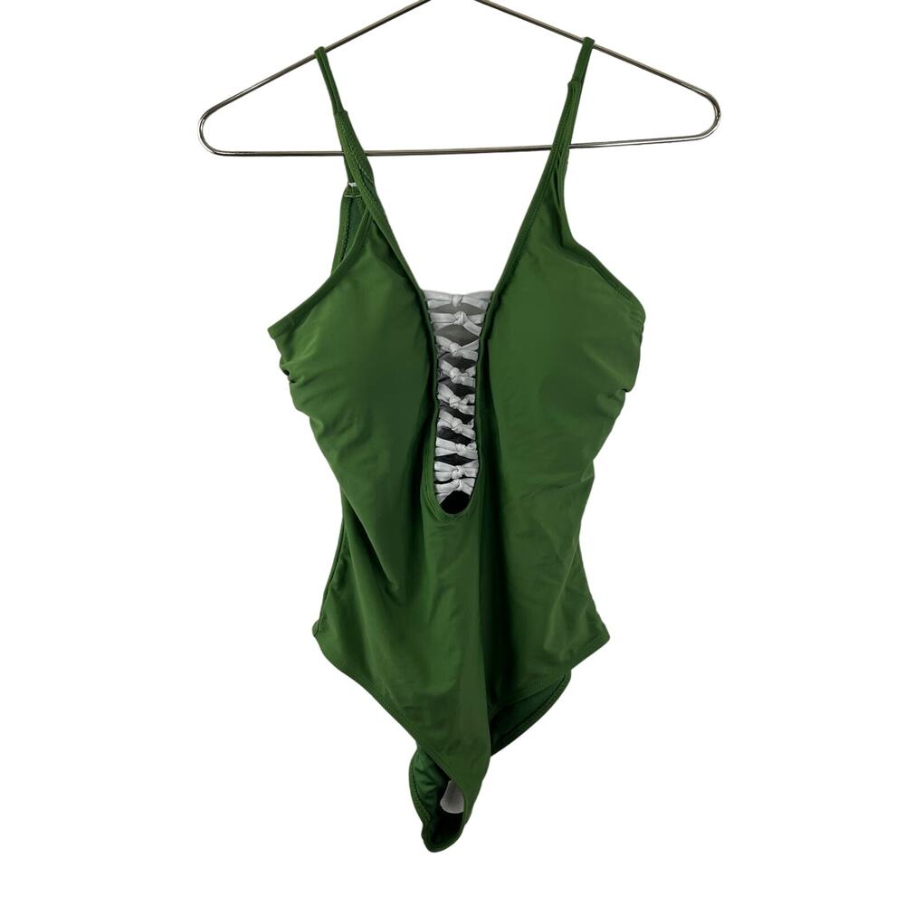 YMI Green Swimsuit Stretch Classic Spaghetti Straps Performance Size Large L